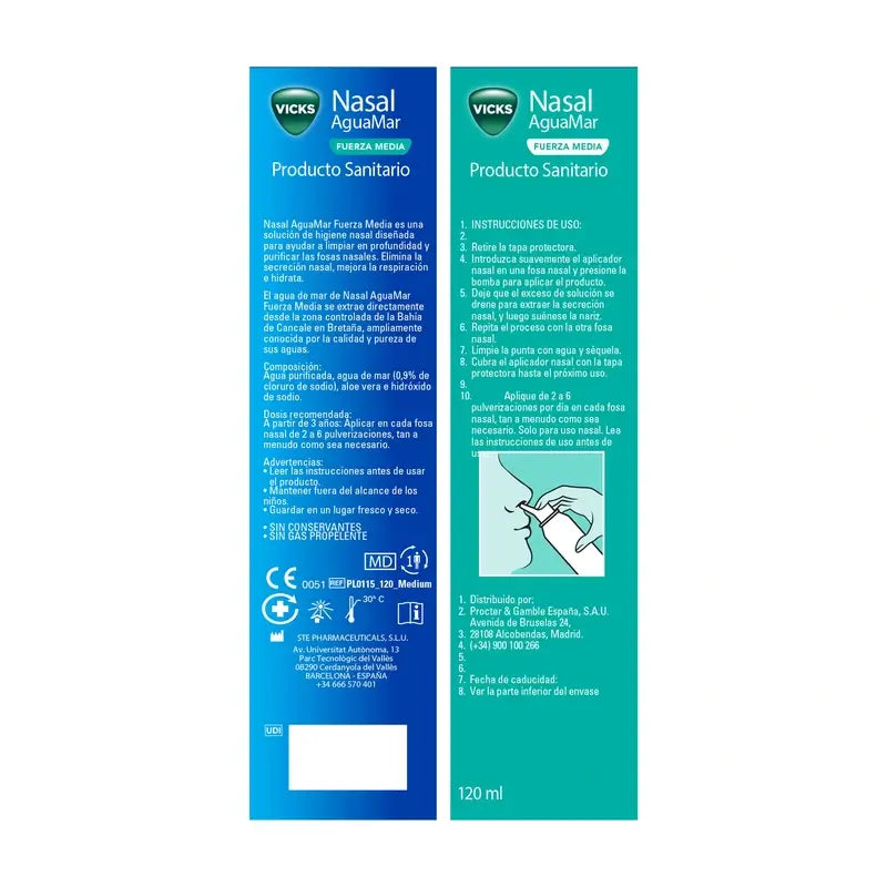 Vicks Nasal Spray nasal de force moyenne, 120 ml