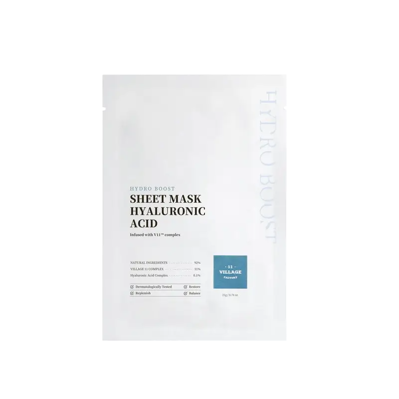 Village 11 Factory Masque en feuille Hydro Boost Acide Hyaluronique, 23 g