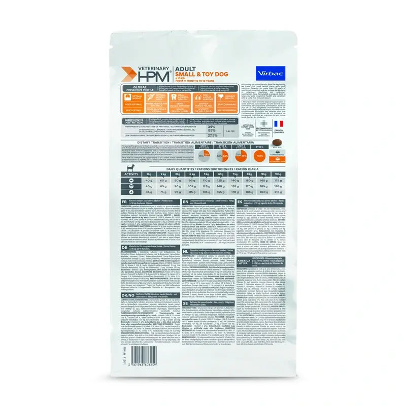 Virbac Hpm Adult Dog Small & Toy 1,5kg, nourriture pour chiens