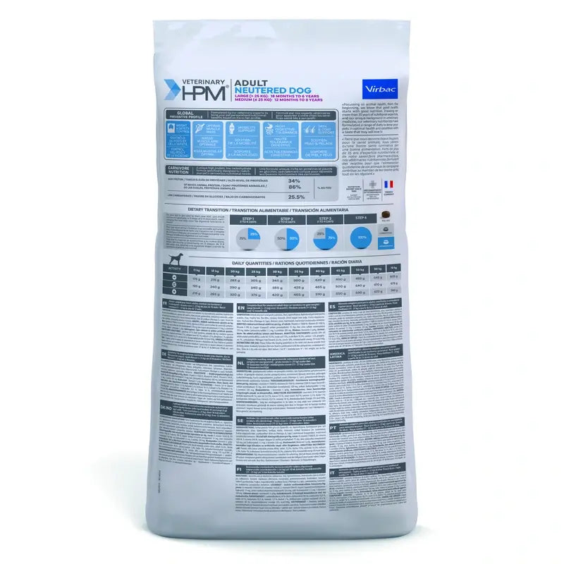 Virbac Hpm Adultes Castrés Grands et Moyens Chiens 12Kg Croquettes pour chiens, aliments pour chiens
