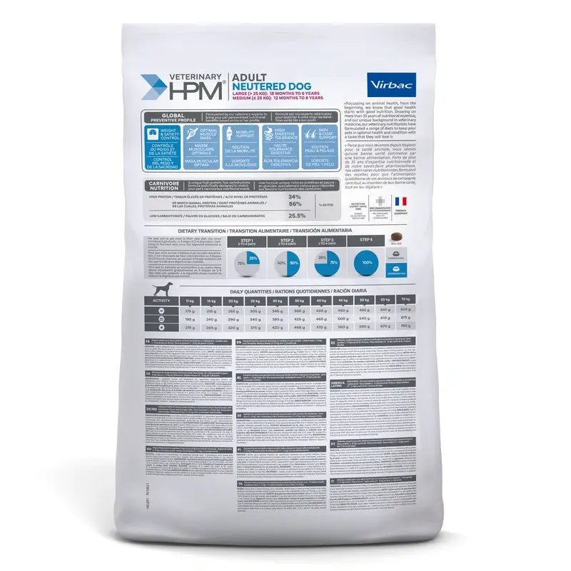 Virbac Hpm Canine Adult Neutered Large Medium Medium 7Kg, nourriture pour chien