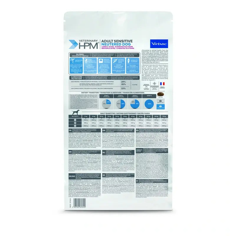 Virbac Hpm Canine Sensitive Digest Neutered Large Med. 3Kg, nourriture pour chien