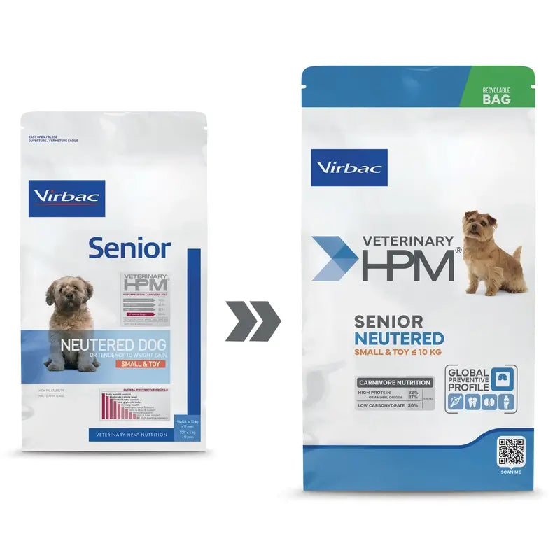 Virbac Hpm Senior Dog Neutered Small & Toy 7kg, nourriture pour chiens