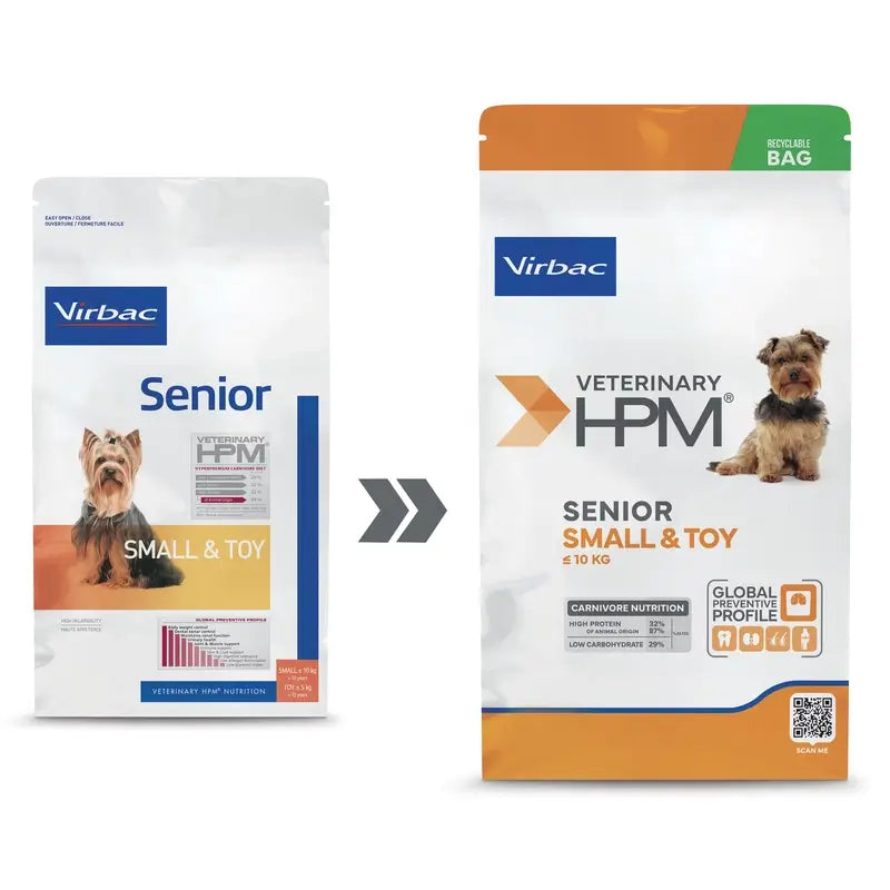 Virbac Hpm Senior Dog Small & Toy 1,5kg, nourriture pour chiens