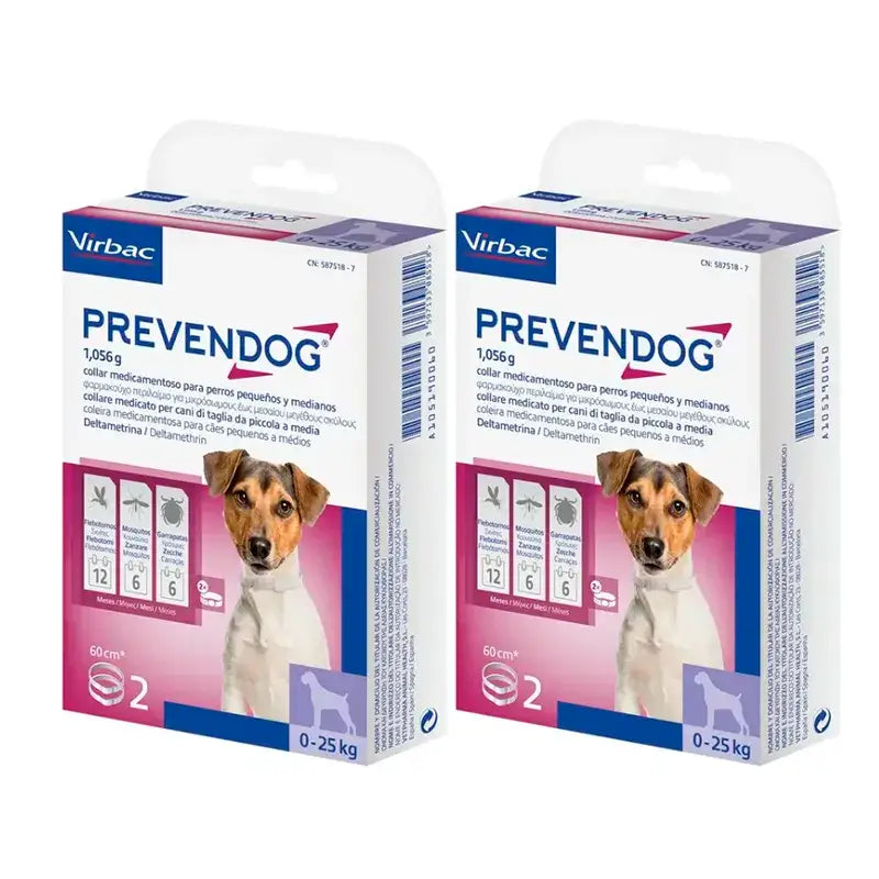Virbac Prevendog Collier antiparasitaire, paquet de 2 x 60 cm 2 unités