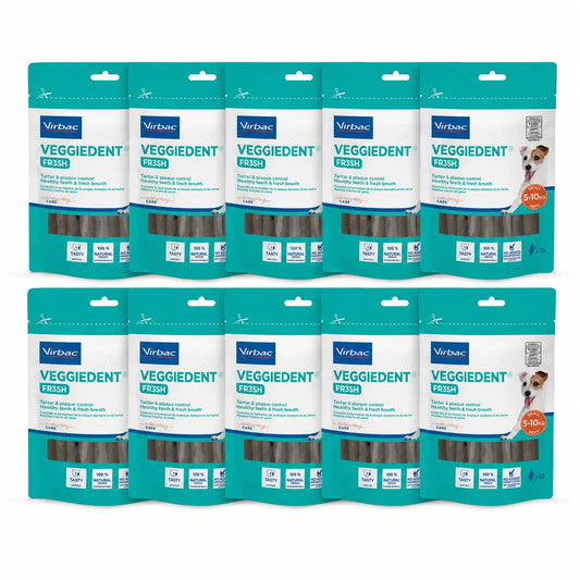Virbac Veggiedent Fr3sh S, Snacks dentaires pour chiens de petite race, paquet de 10 unités
