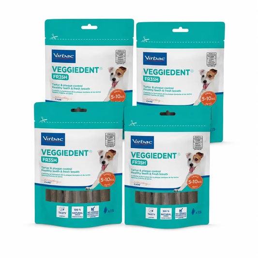 Virbac Veggiedent Fr3sh S, Snacks dentaires pour chiens de petite race, paquet de 4 unités