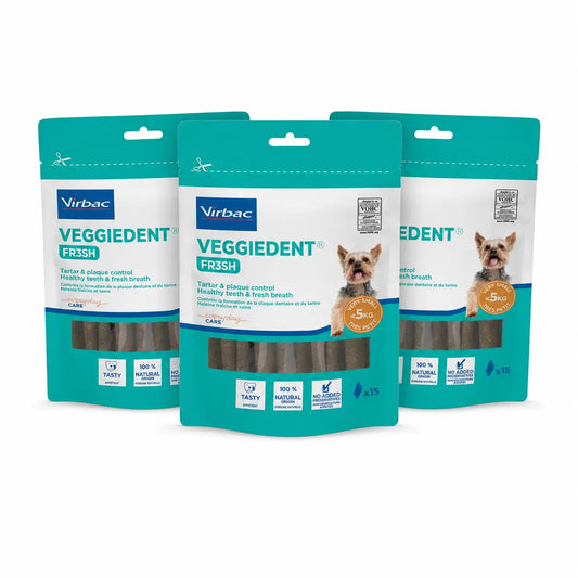 Virbac Veggiedent Fr3sh XS, Snacks dentaires pour chiens de très petite race, paquet de 3 unités