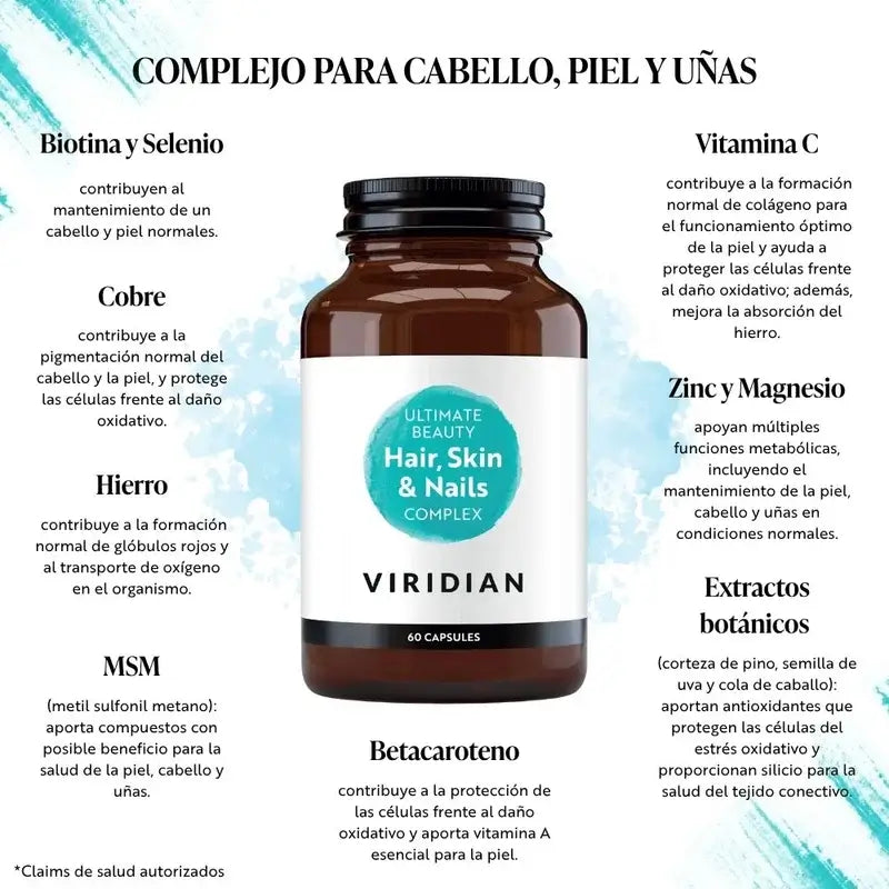 Viridian Beauty Complex Cheveux, Peau et Ongles 60Cap.Veg.