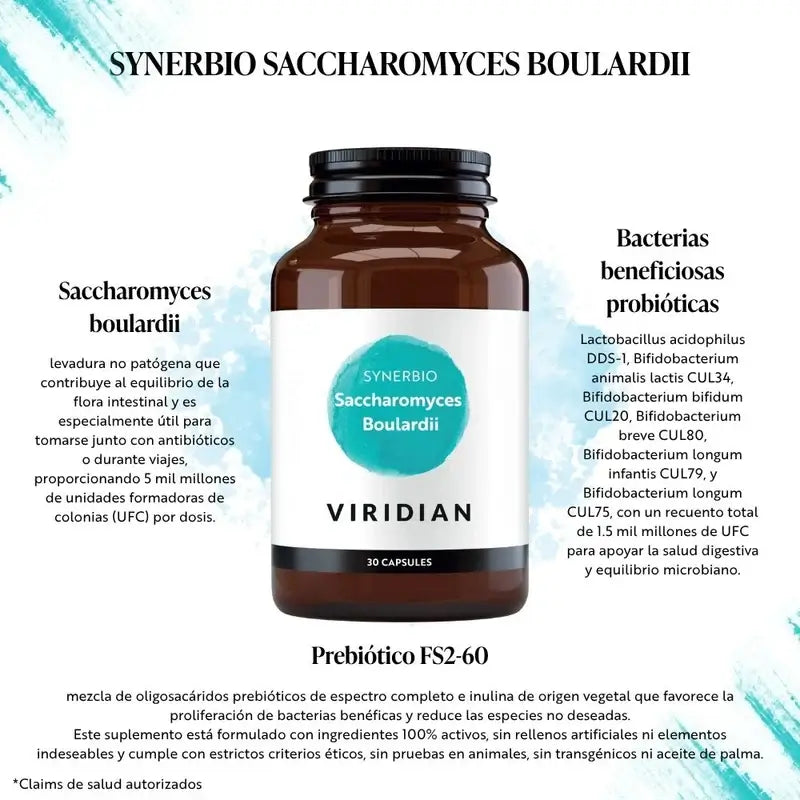 Viridian Synerbio Saccharomyces Boulardi 30Cap.Veg.