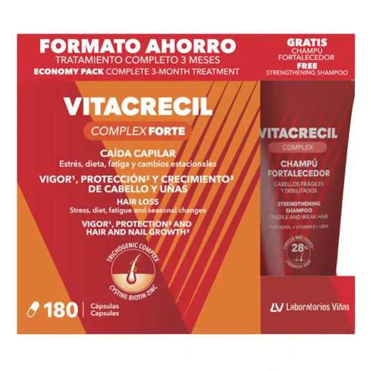 Vitacrecil Complex Forte 180 Comprimés + Shampooing 100 Ml