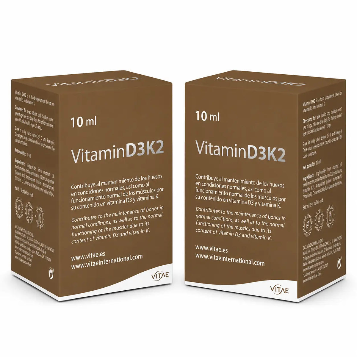 Vitae Health Innovation, S.L. Vitamine D3K2, 10Ml , pack 2