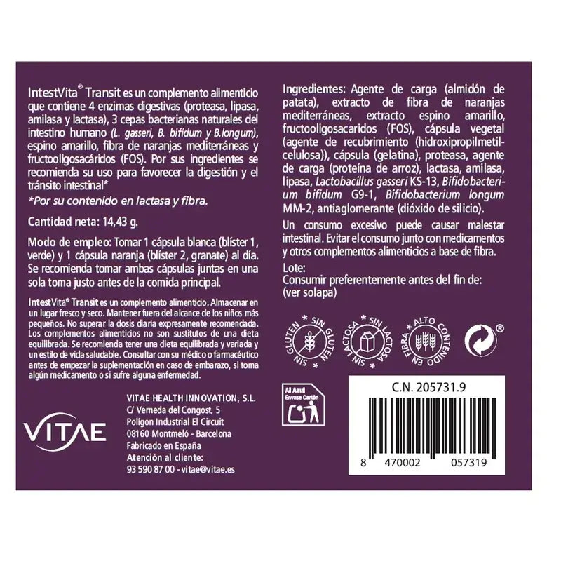VITAE IntestVita Transit, 30 gélules