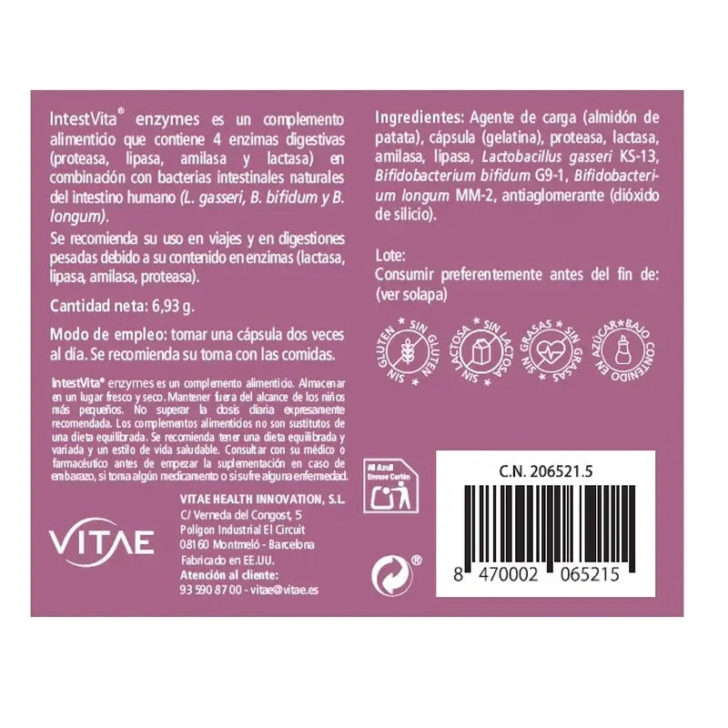 VITAE IntestVita Enzymes, 15 gélules