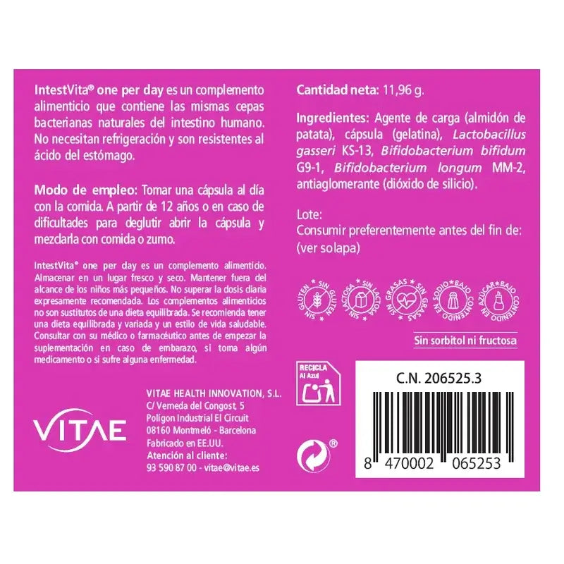 VITAE IntestVita Un par jour, 15 gélules