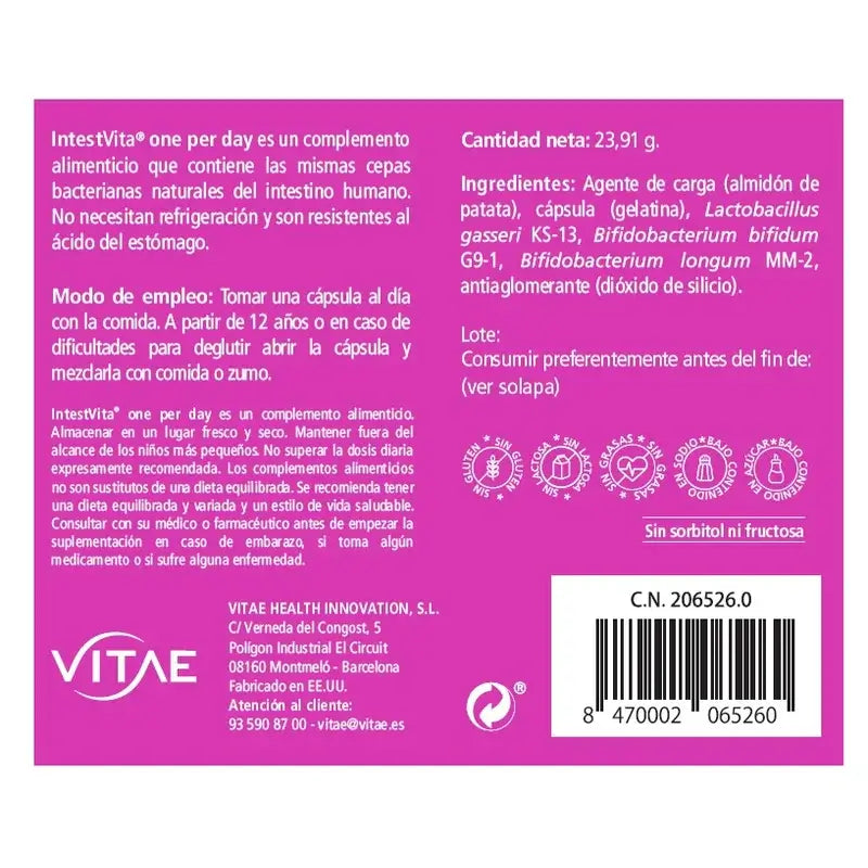 VITAE IntestVita Un par Jour, 30 gélules