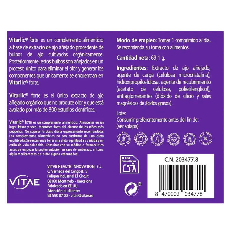 VITAE Vitarlic Forte, 60 comprimés