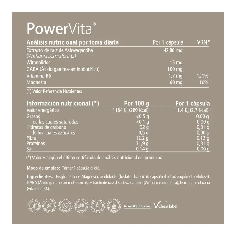 Vitae Powervita, Complément alimentaire à l'Ashwagandha, 60 gélules