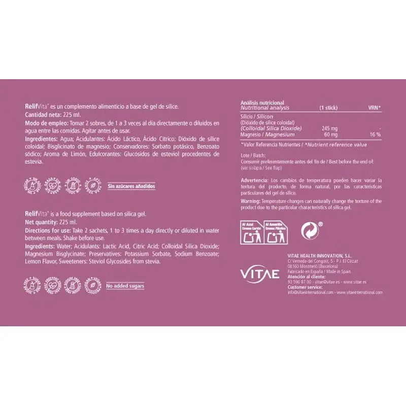 RelifVita 6 sticks - À base de silice et de magnésium pour un soulagement immédiat