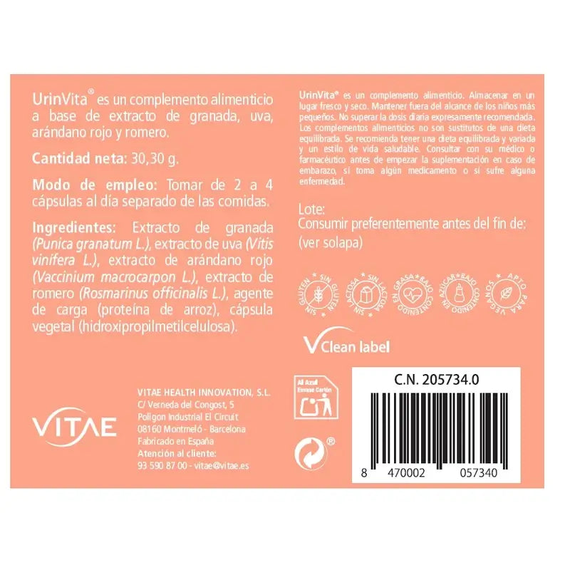 VITAE UrinVita, 60 gélules