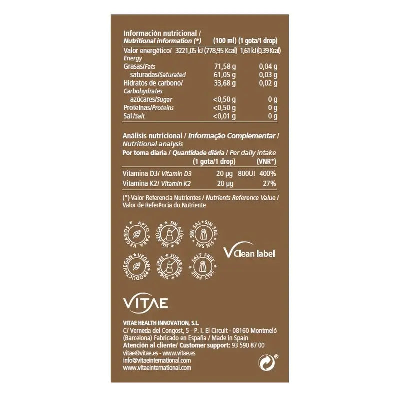 VITAE Vitae Vitamine D3K2, 10ml