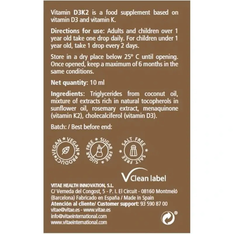 VITAE Vitae Vitamine D3K2, 10ml