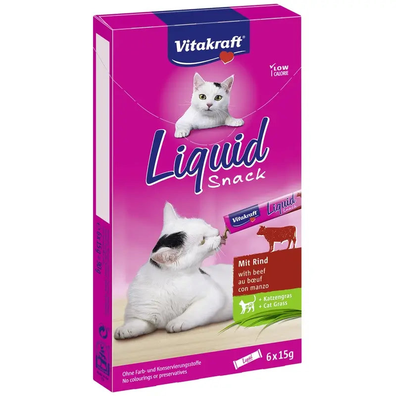 Vitakraft Cat Liquid Snack au veau et aux omégas, 11 x 6 unités