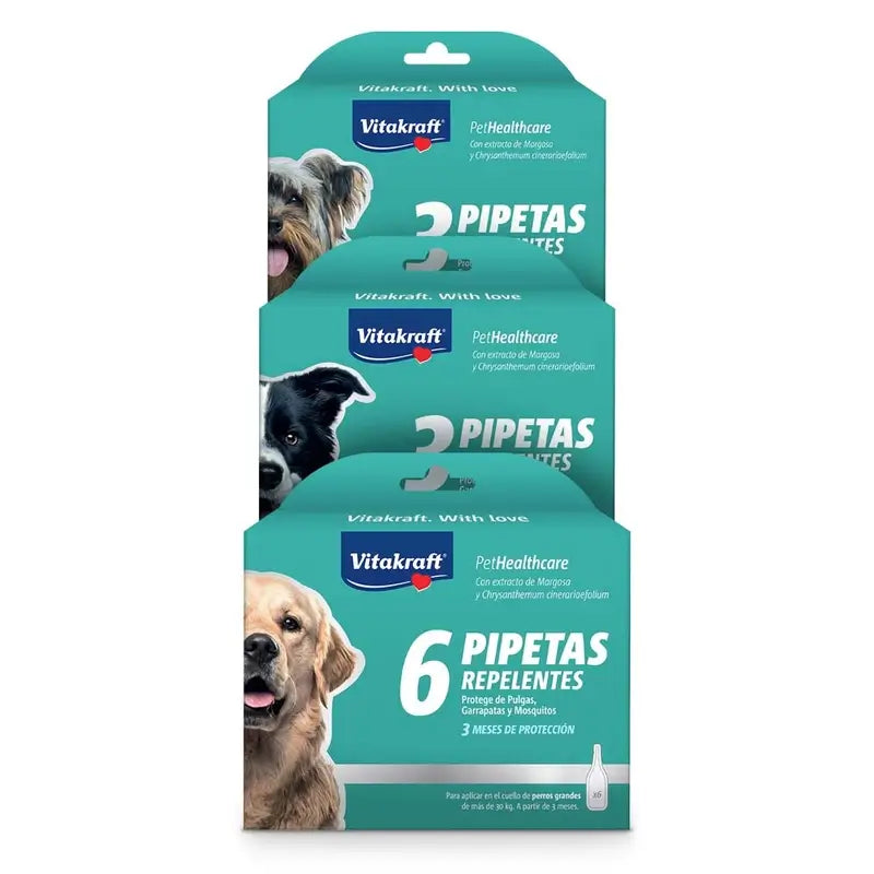 Vitakraft Pipette pour chien, produit biocide, petit format, 3 pipettes, 3 unités