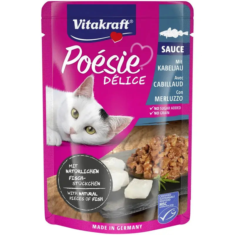 Vitakraft Poésie Delisauce, sachet de morue, 23 x 85 g