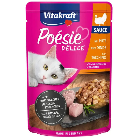 Vitakraft Poésie Delisauce, sachet de dinde, 23 x 85 g