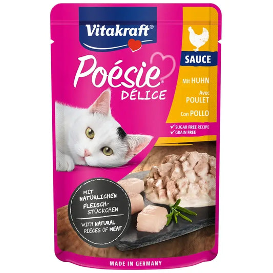 Vitakraft Poésie Delisauce, sachet de poulet, 23 x 85 g