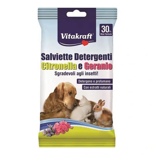 Vitakraft Lingettes hygiéniques à la citronnelle pour chien, 30 unités, 1 unité