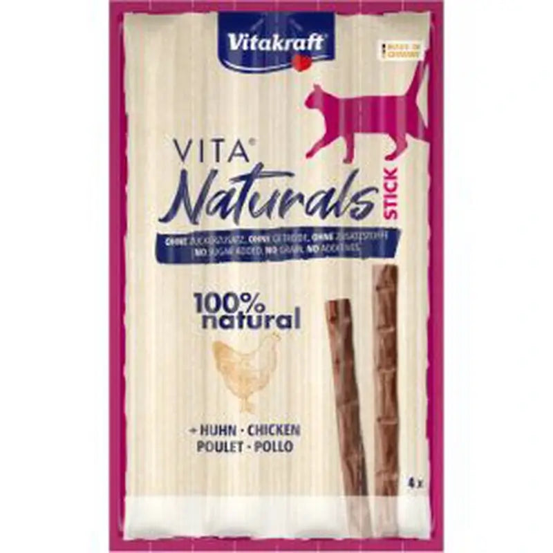 Vitakraft Vita Naturals Bâtonnets pour chat au poulet, 20 x 4 pièces