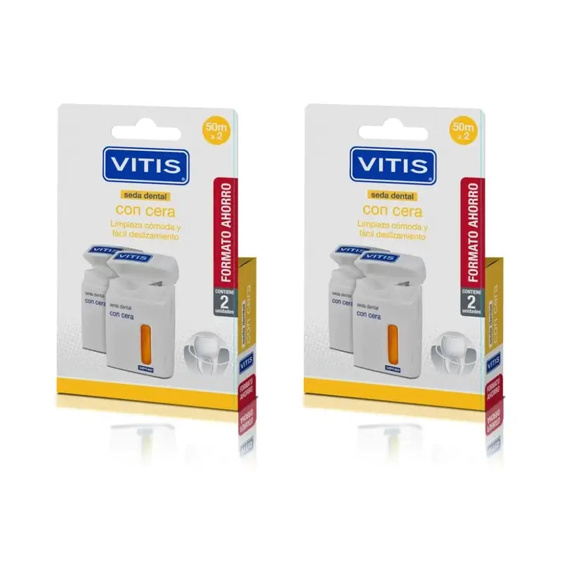 Vitis Duplo Fil dentaire avec cire, 2X50 M