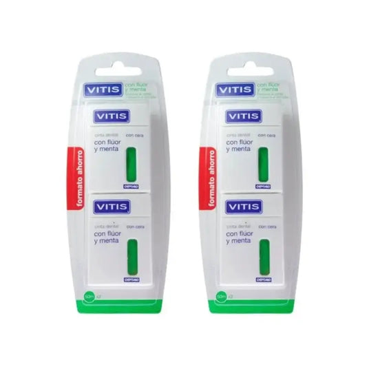 Fil dentaire Vitis Duplo avec fluor et menthe, 2X50M