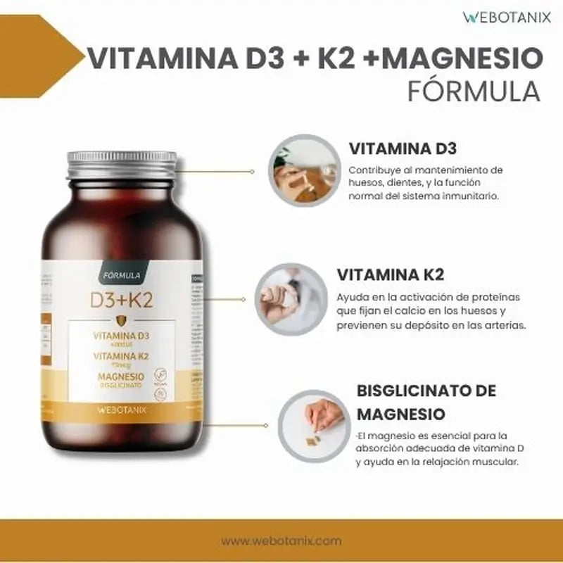 Webotanix Vitamine D3+K2, formule, 60 gélules