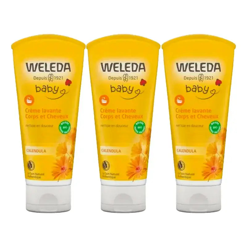 Weleda Baby Shampooing & Gel douche au Calendula, 3 x 200 ml