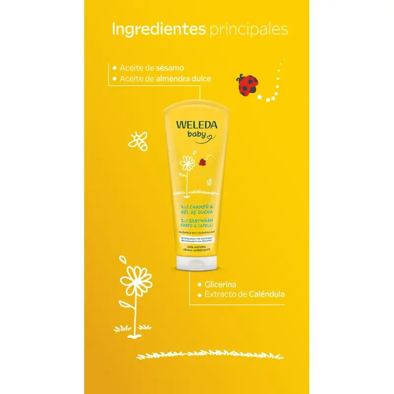 Weleda Baby Shampooing et gel douche au Calendula 200 ml