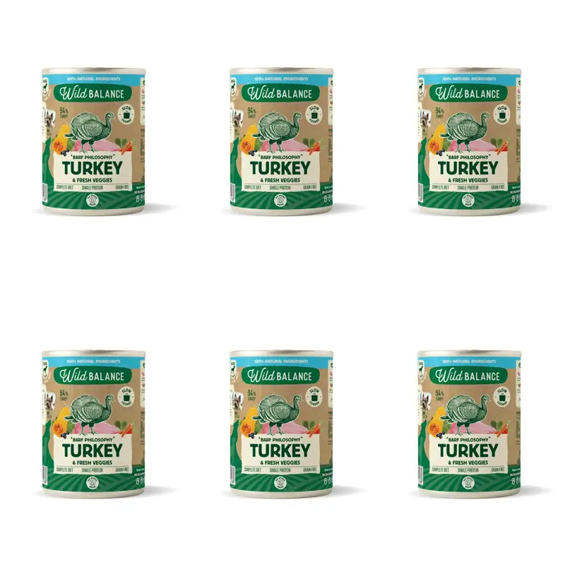 Wild Balance Philosophy Turkey Barf pour chiens, 400 g, paquet de 6