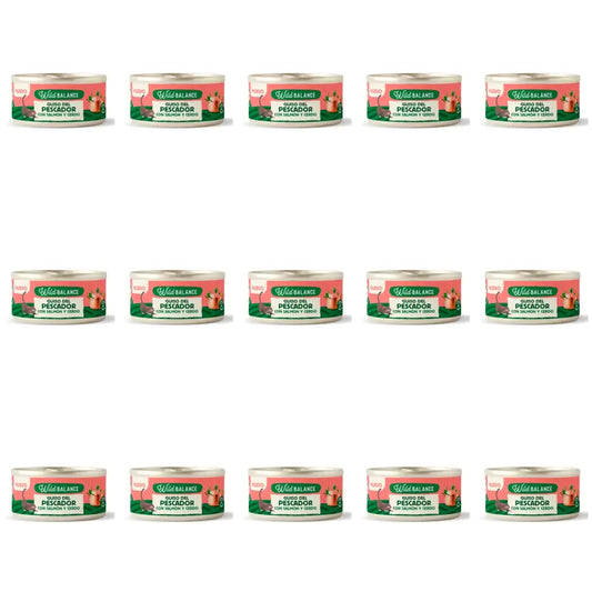 Wild Balance Fisherman's Stew en boîte avec saumon, porc et légumes pour chats, 80 g, paquet de 15