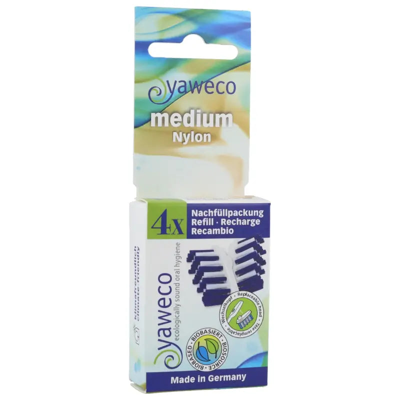 Yaweco Recharges pour brosses à dents Dent. Nylon moyennement dur 4pcs.