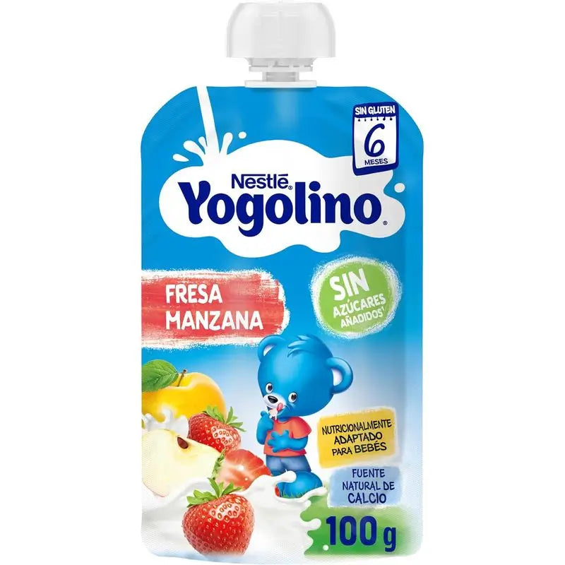 Yogolino Sachet Fraise Pomme Sans Sucre, 100g x 8 unités