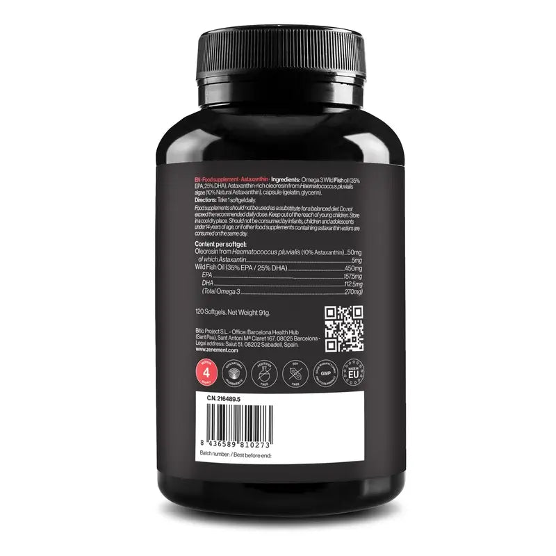 Zenement Astaxanthin, 8 Mg, Avec Oméga-3, 120 softgels