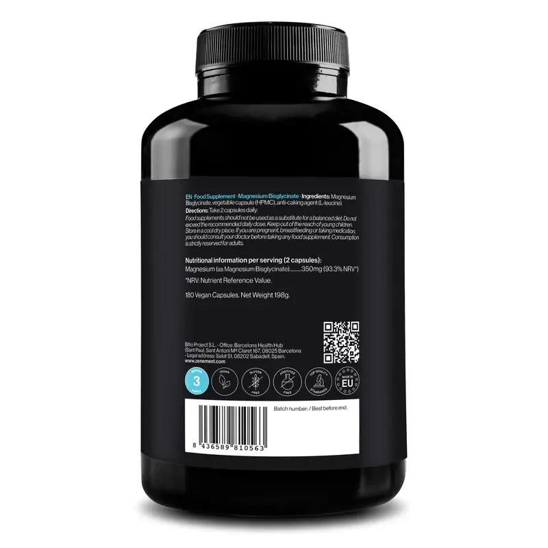 Zenement Magnésium Bisglycinate, 180 gélules végétaliennes