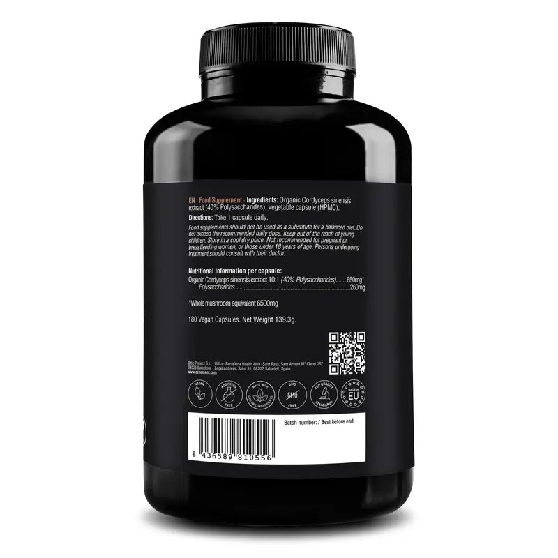 Zenement Cordyceps Sinensis Bio, 180 gélules végétales