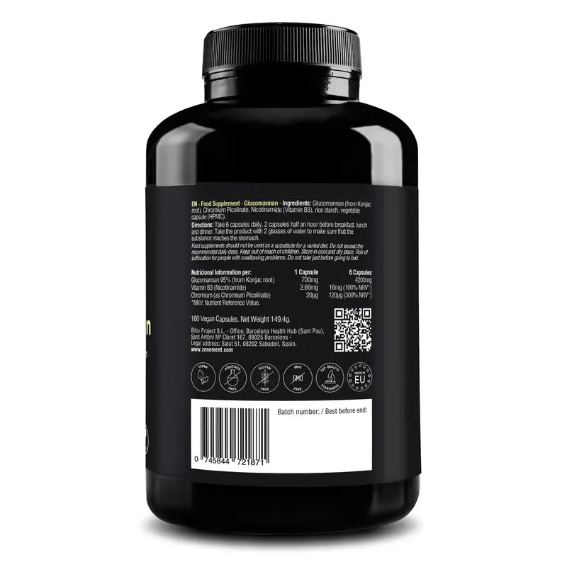 Zenement Glucomannan Natural Satiety, 180 gélules végétaliennes