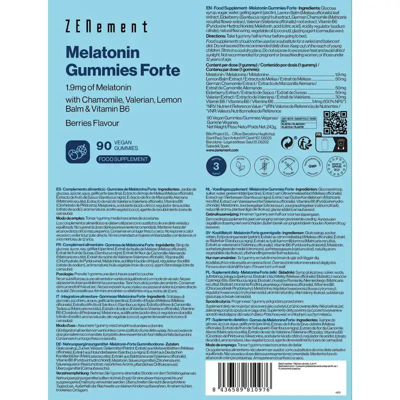 Zenement Melatonin Gummies Forte, 90 gommes végétaliennes