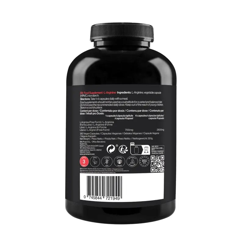 Zenement L-Arginine 700 mg, 360 gélules végétaliennes