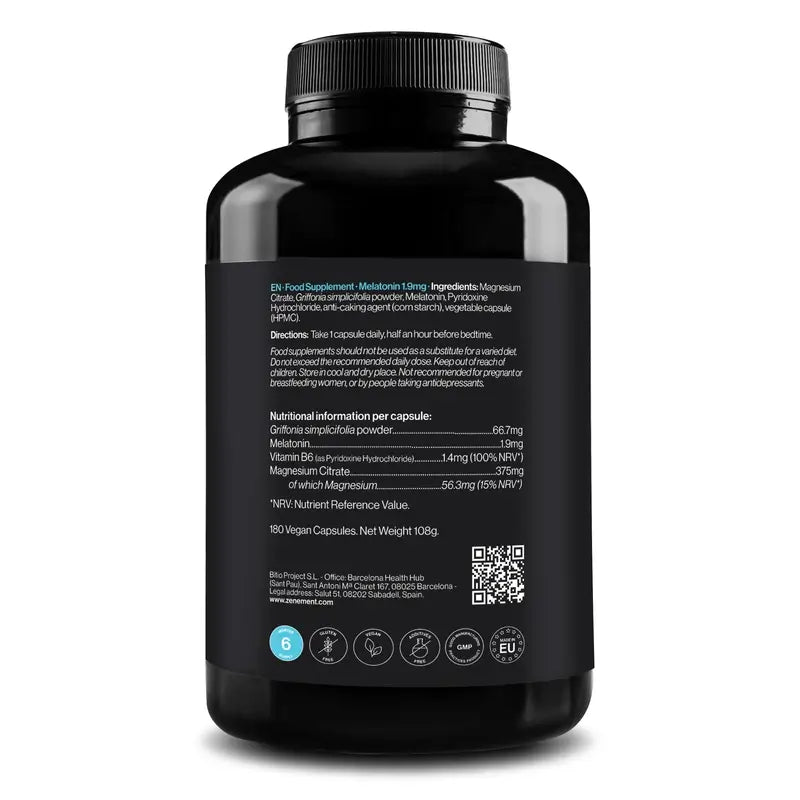 Zenement Melatonin Complex 1.9 Mg, 180 gélules végétaliennes