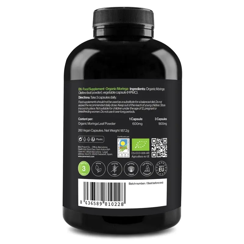 Zenement Moringa Organic, 260 gélules végétaliennes